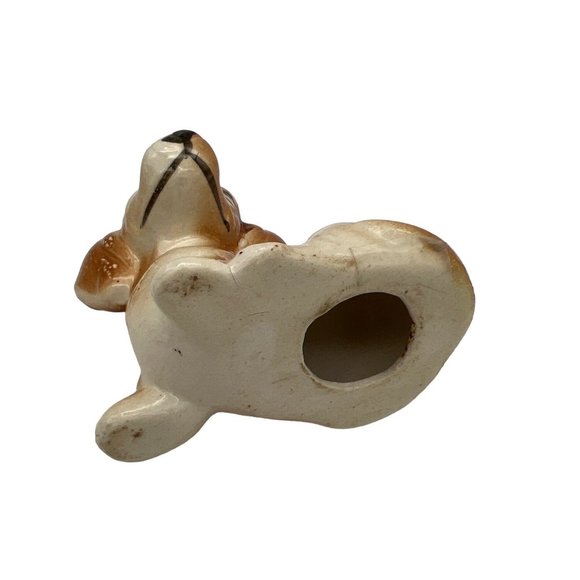 Dog Figurine Brown & White Ceramic 2.5" Tall x 3" Long Unmarked - Picture 5 of 5
